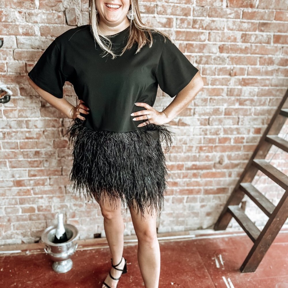 Madonna Feather Trim Dress - Picture 2 of 4